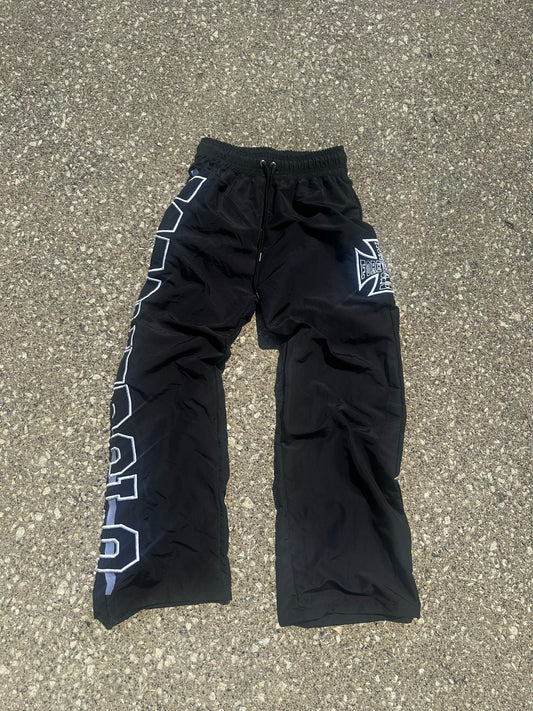 “Glory Cross” Black Nylon pants