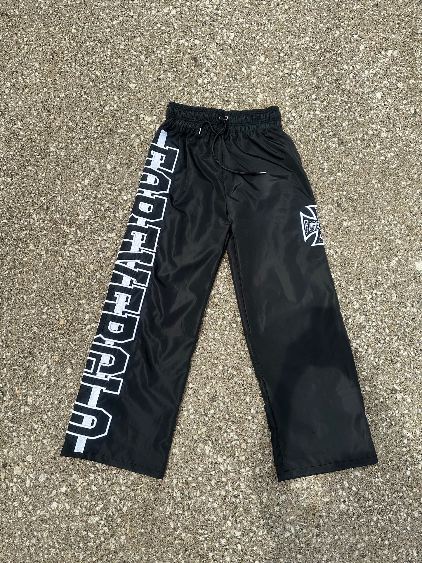 “Glory Cross” Gray Nylon pants