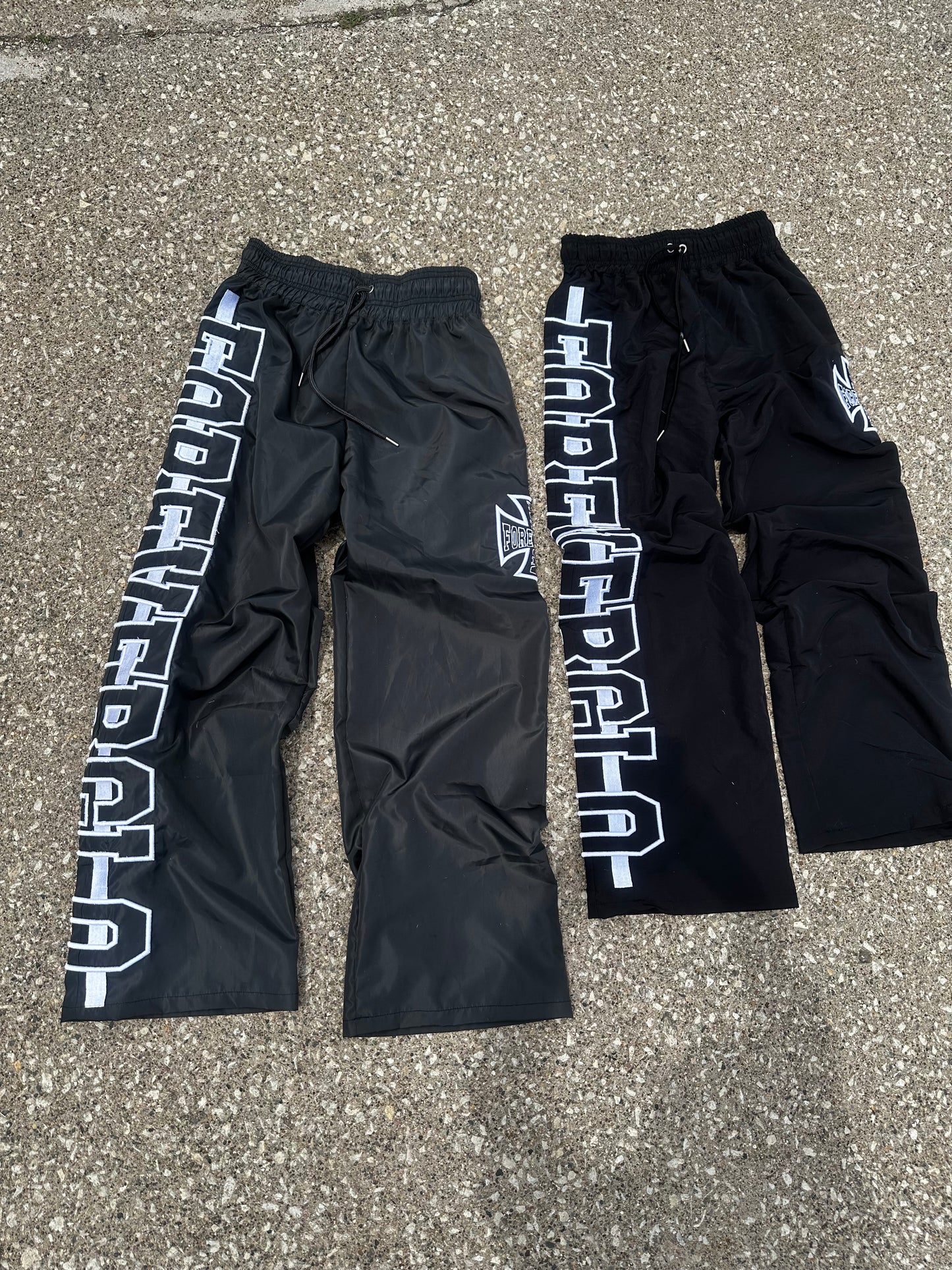 “Glory Cross” Gray Nylon pants